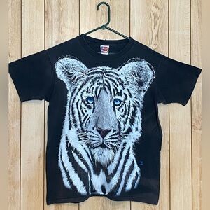 Vtg 90’s 1992 Trinity Products BLUE EYED White TIGER Single Stitch T-SHIRT Large